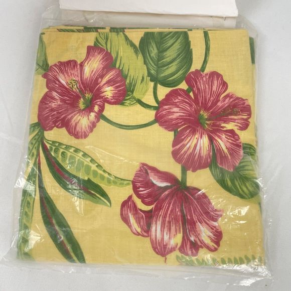 Contessa Balloon Valance Yellow Tropical Floral Beach House Decor 72" x 15" NEW - Picture 4 of 5